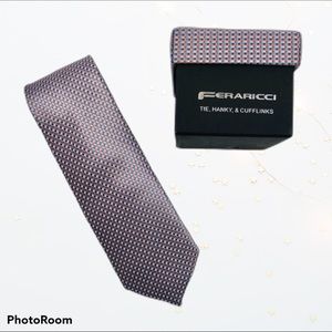 Feraricci Silk Tie Hanky & Cufflinks Boxed Set